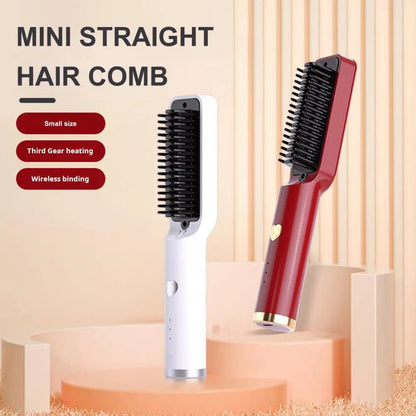 Hair Straightening Comb Portable Wireless Hair Straightener Brush for