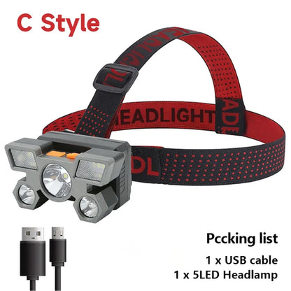 5 LED Flashlight Rechargeable with Built in Battery Strong Light